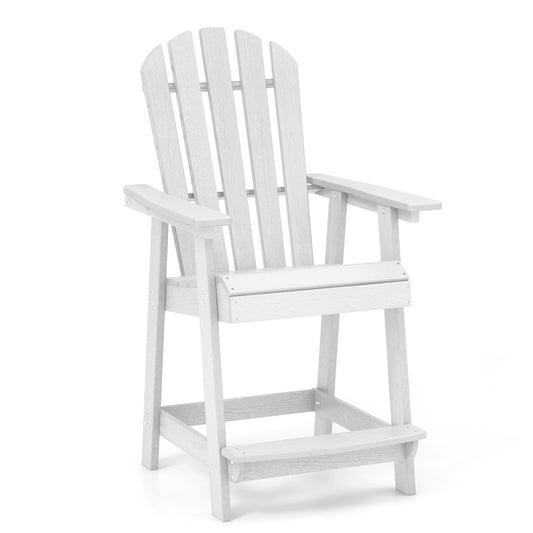 HDPE Patio Chair with Armrest and Footrest for Indoor Outdoor, White
