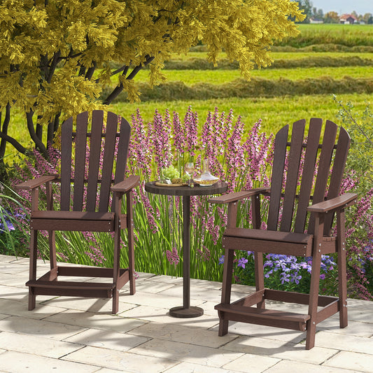 HDPE Patio Chair With Armrest And Footrest, Brown