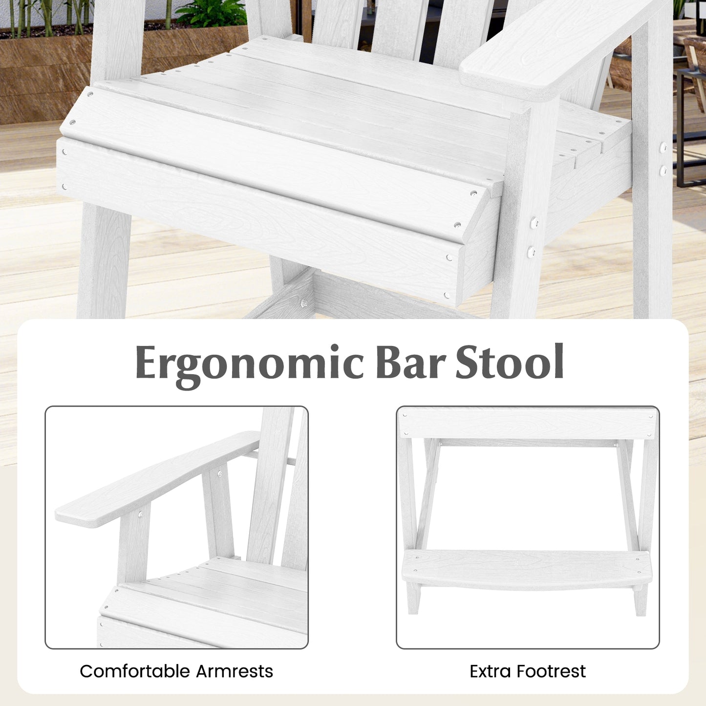 HDPE Patio Chair With Armrest, Footrest, White Adirondack Chairs at Gallery Canada