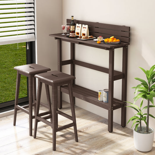 48 Inch Patio Pub Table With Storage Shelf, Adjustable Foot Pads, Brown Patio Tables Brown at Gallery Canada