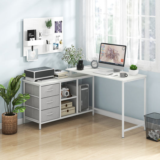 L-Shaped Computer Desk With Power Outlet, White L-Shaped Desks White at Gallery Canada