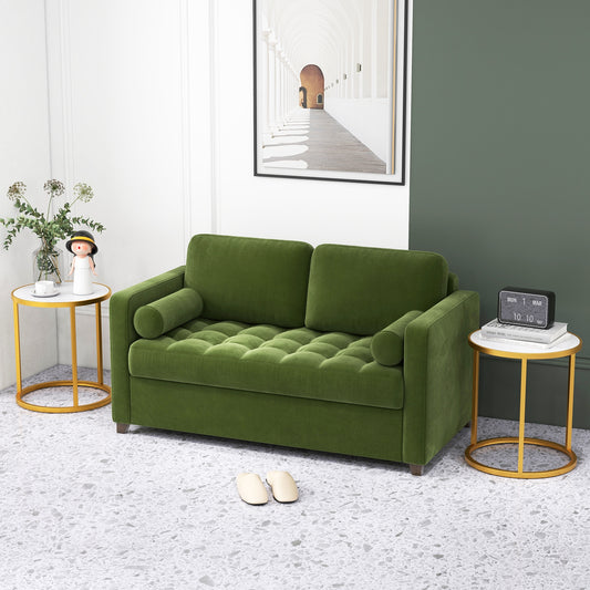 Marble Top Round Side Table, 16-Inch, Golden Metal Frame, 2 Pieces