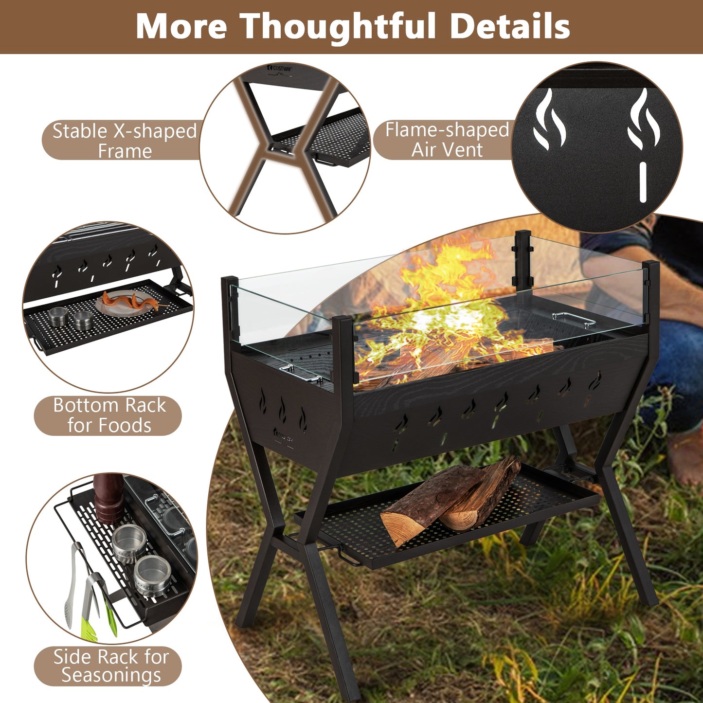 Charcoal Grill With Wind Guard, Seasoning Racks, Black Outdoor Grills at Gallery Canada