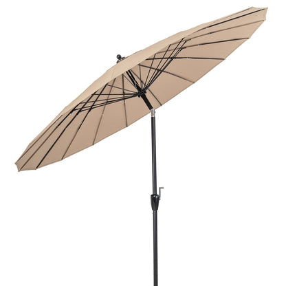 9 Feet Round Patio Umbrella with 18 Fiberglass Ribs, Tan