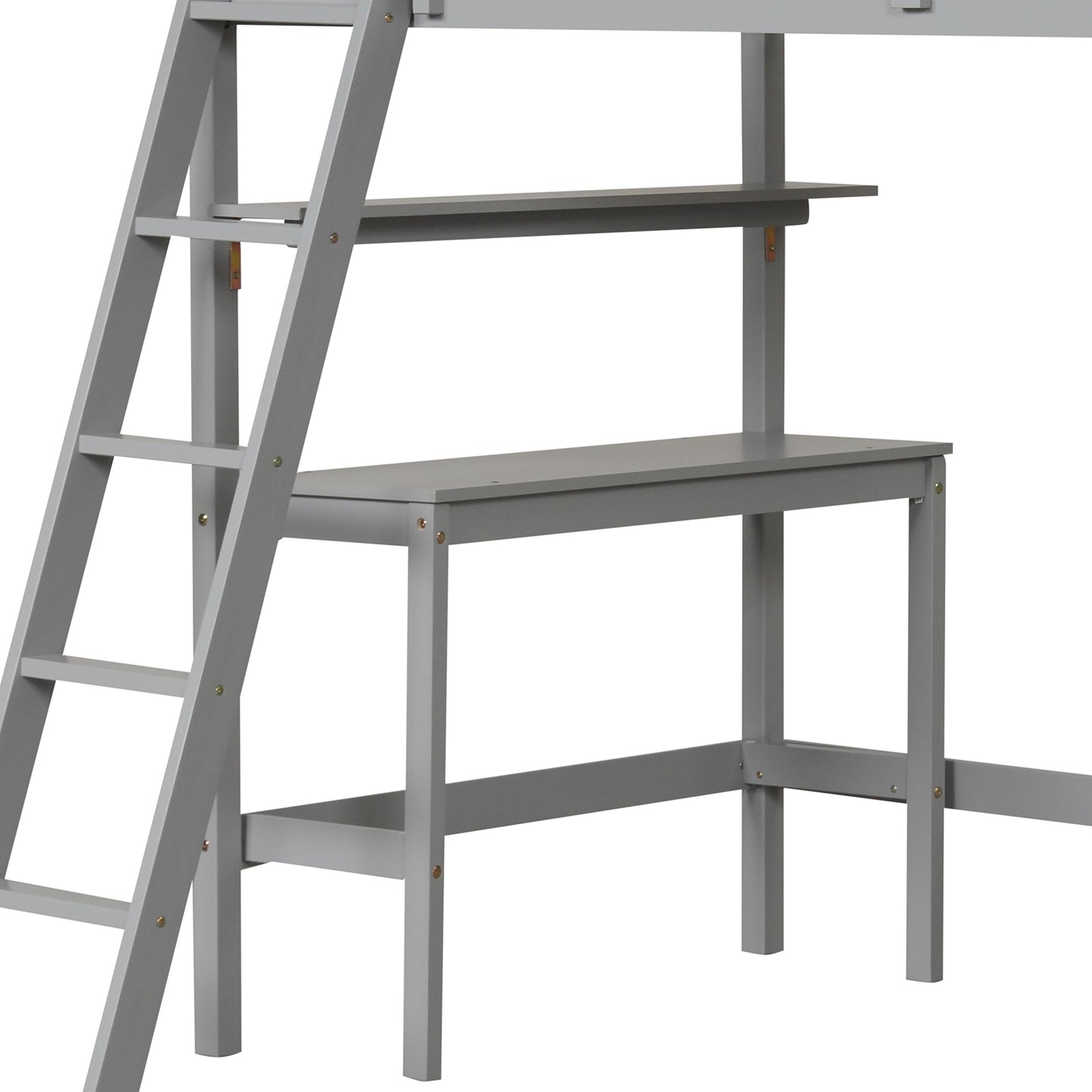 Twin Size Loft Bed with Desk and Bookshelves for Kids and Teens, Gray Bunk Bed Frame at Gallery Canada