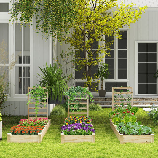 Raised Garden Bed with Planter Box and Trellis, Natural Raised Garden Beds Natural at Gallery Canada