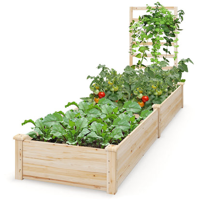 Raised Garden Bed with Planter Box and Trellis, Natural