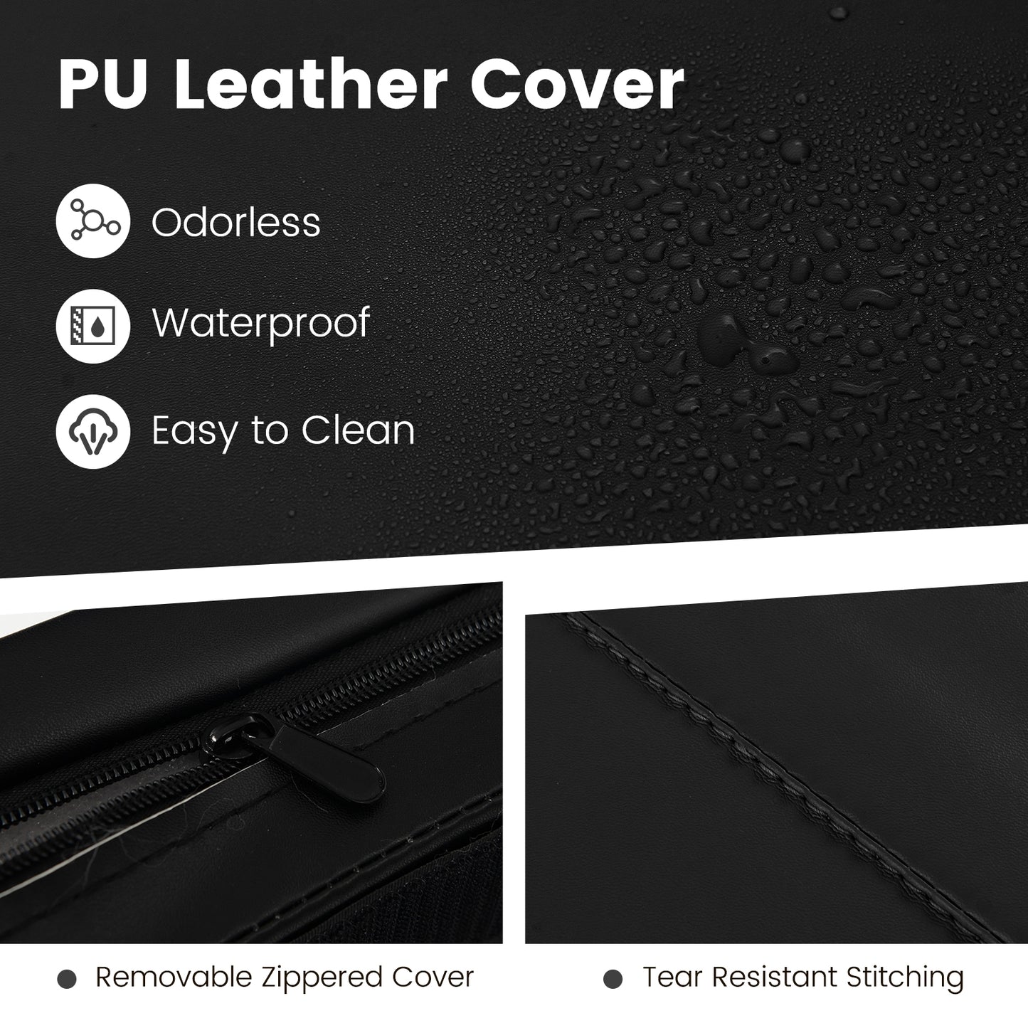 4-Panel PU Leather Folding Exercise Mat with Carrying Handles, Black Yoga & Gym Mats at Gallery Canada