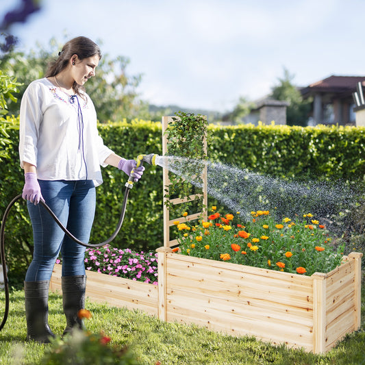 Raised Garden Bed With Trellis, Natural Raised Garden Beds Natural at Gallery Canada