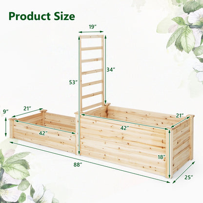 Raised Garden Bed with Trellis, Natural