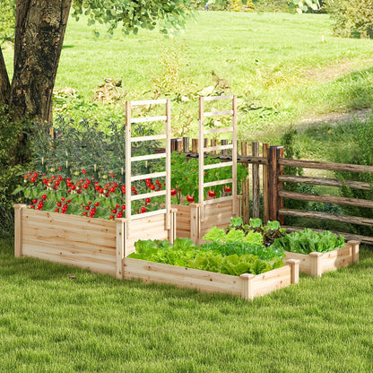 Raised Garden Bed with Trellis, Natural