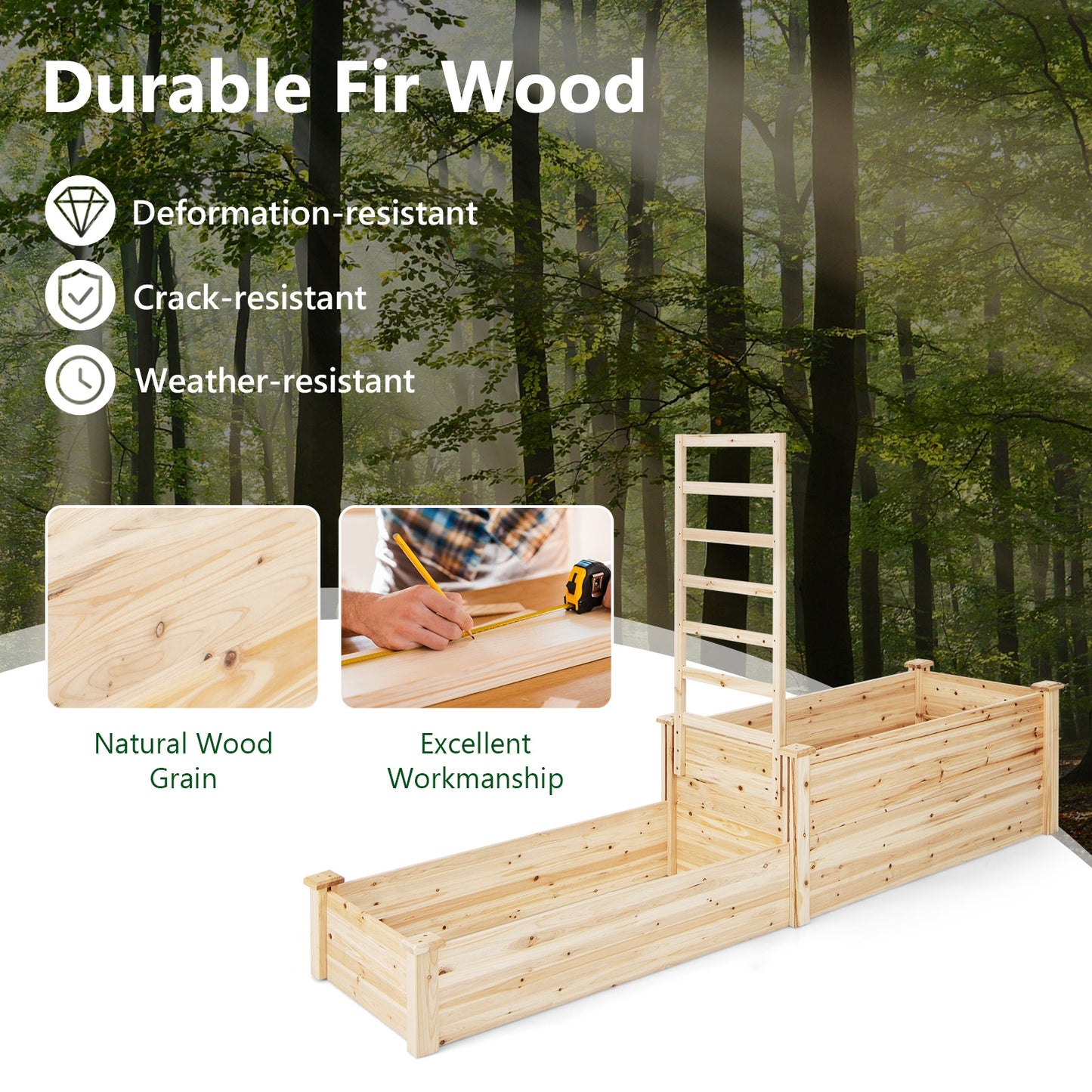 Raised Garden Bed with Trellis, Natural Raised Garden Beds at Gallery Canada