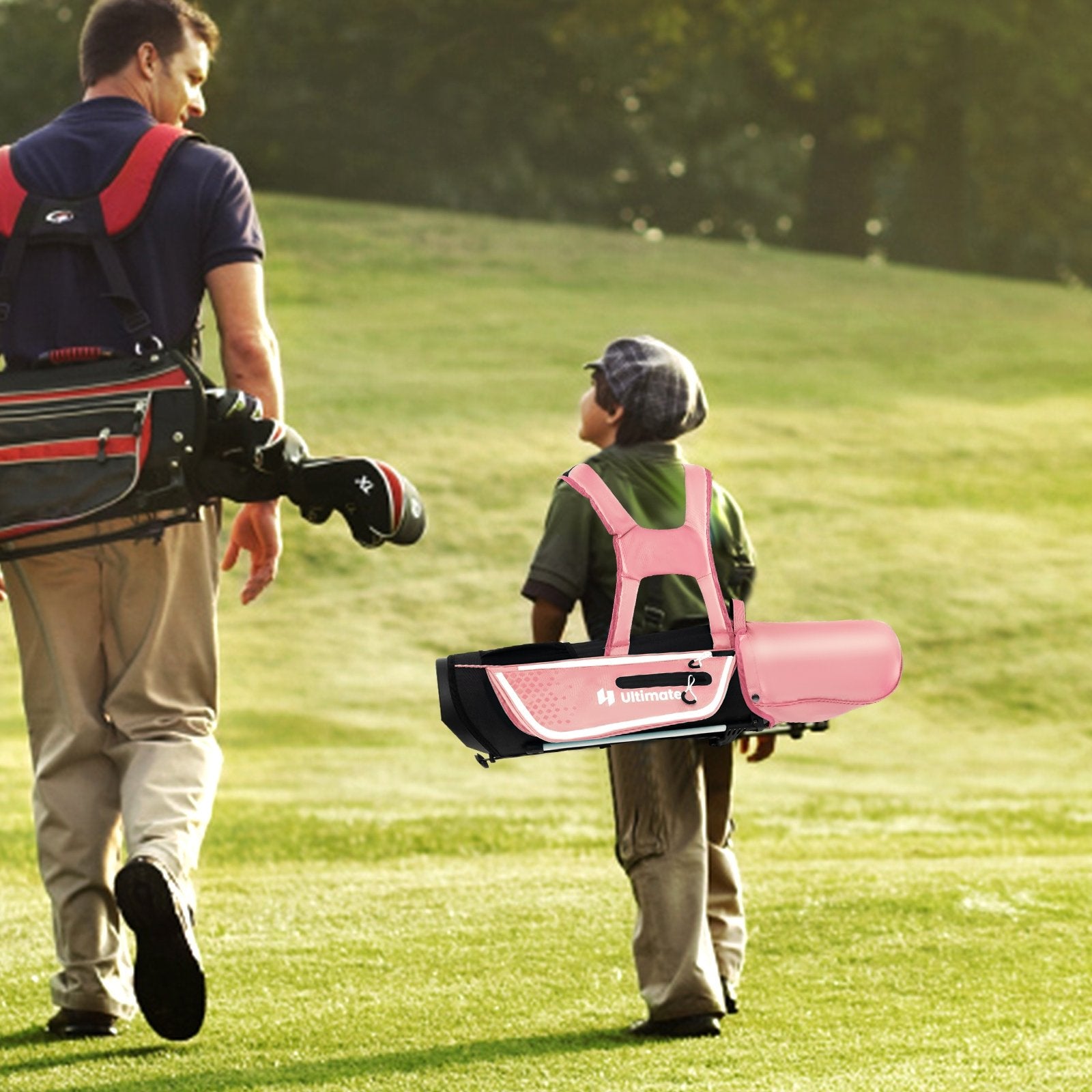 Junior Complete Golf Club Set Right Hand with Rain Hood for Kids, Pink at Gallery Canada