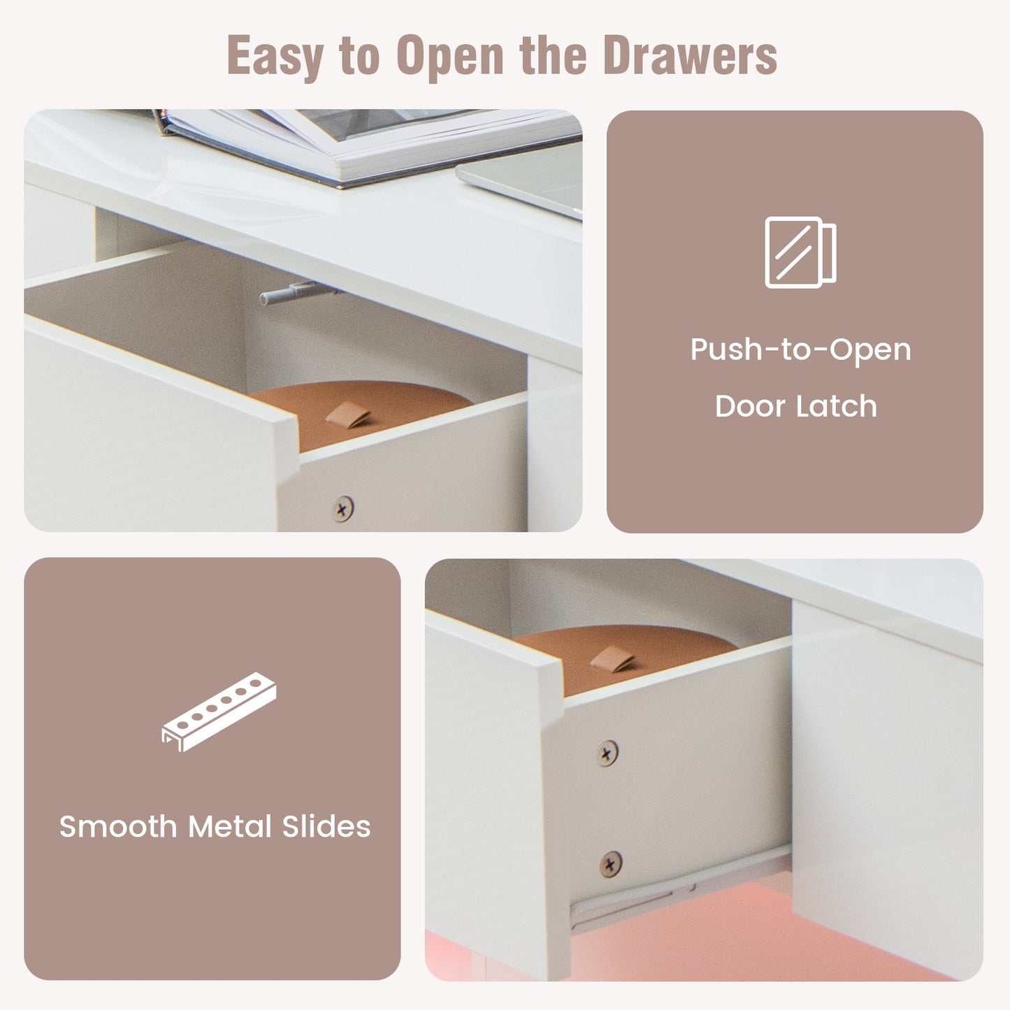 Modern LED Coffee Table with 20 Color LED Lights and 2 Storage Drawers, White Coffee Tables at Gallery Canada