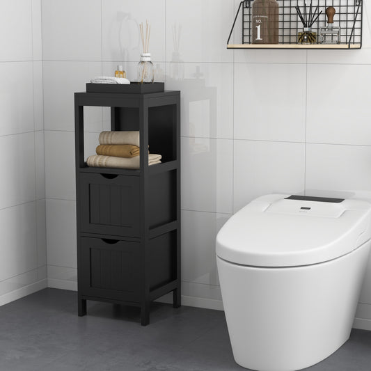 Freestanding Storage Cabinet, 2 Removable Drawers, Black Floor Cabinets Black at Gallery Canada