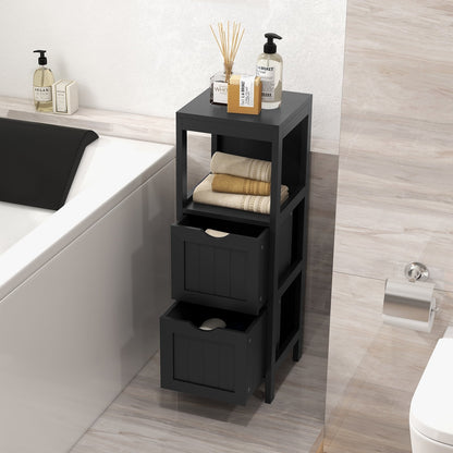 Freestanding Storage Cabinet with 2 Removable Drawers for Bathroom, Black