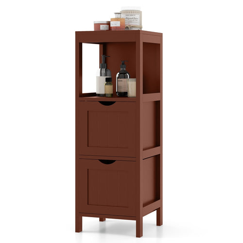 Freestanding Storage Cabinet with 2 Removable Drawers for Bathroom, Brown