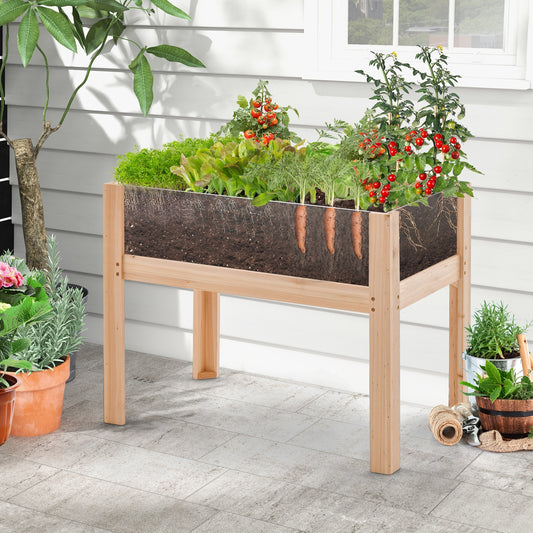 30/47 Inch Wooden Raised Garden Bed-S, Natural
