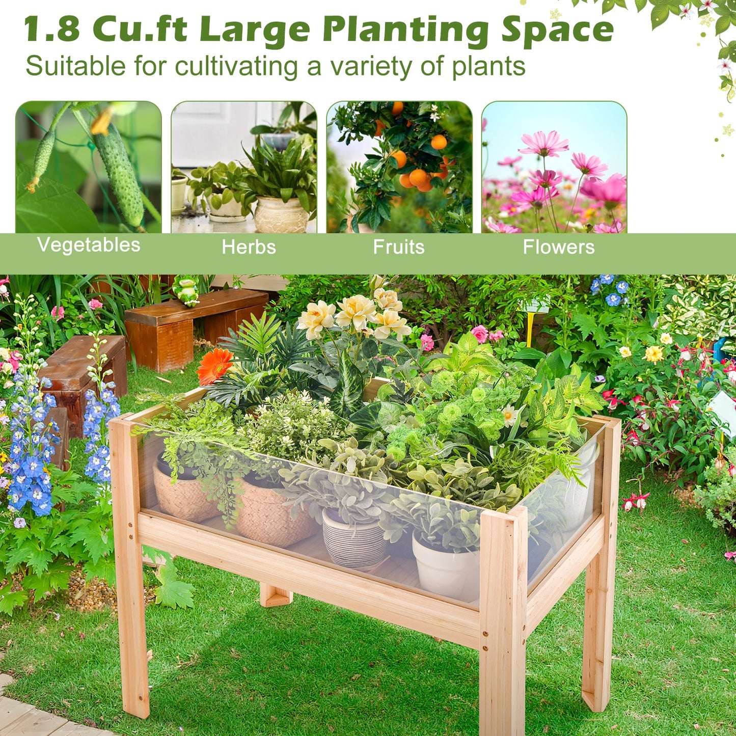 30/47 Inch Wooden Raised Garden Bed-S, Natural Raised Garden Beds at Gallery Canada
