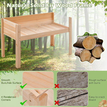 30/47 Inch Wooden Raised Garden Bed-L, Natural