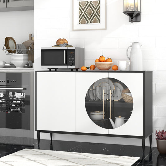 Sideboard Cabinet With Tempered Glass Door, White Cabinets & Chests White at Gallery Canada