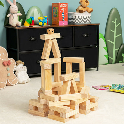 54 Pieces Tumbling Timber Toy with Carrying Bag, Natural at Gallery Canada