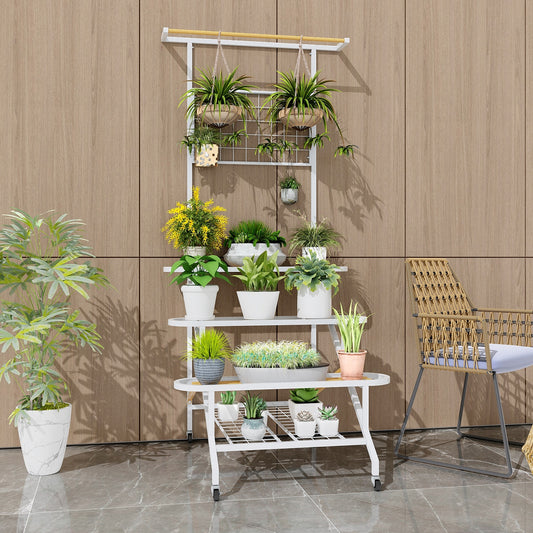 4-Tier Hanging Plant Stand, White Garden Tools White at Gallery Canada