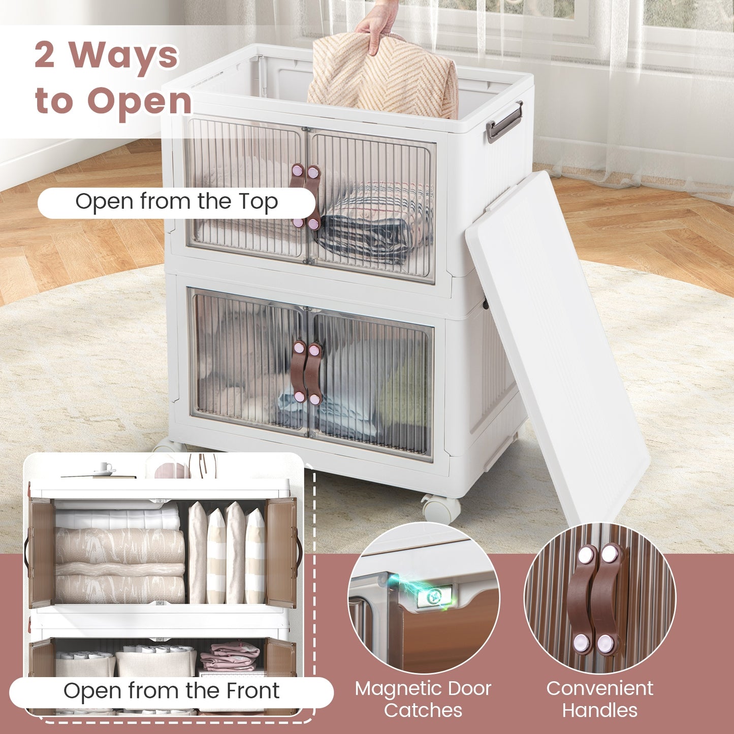 25.5/60 Gal 3-Tier Stackable Storage Boxes, Magnetic Doors, Lockable Casters Cabinets & Chests at Gallery Canada