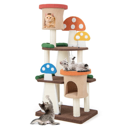 4-In-1 Cat Tree with 2 Condos and Platforms for Indoors, Multicolor