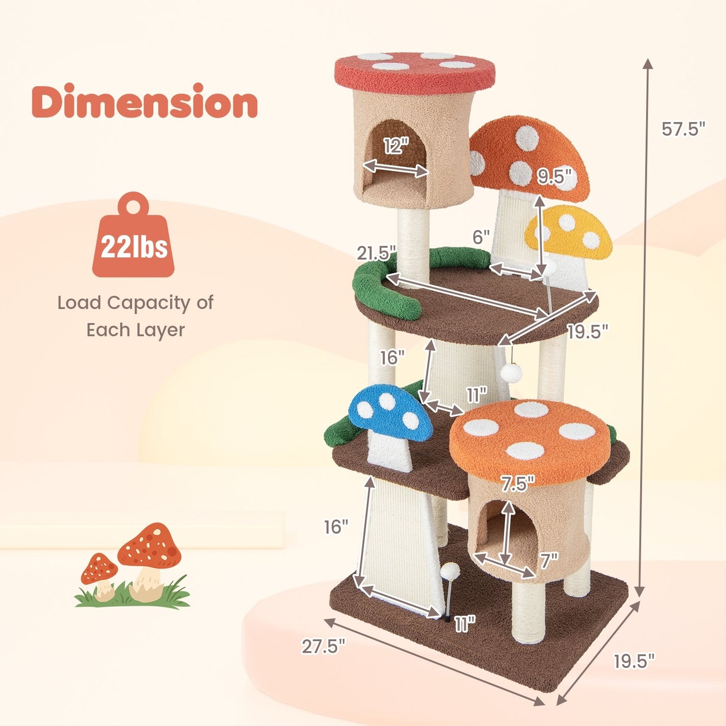 4-In-1 Cat Tree with 2 Condos and Platforms for Indoors, Multicolor