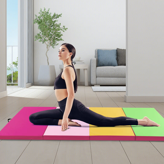 4-Panel PU Leather Folding Exercise Mat with Carrying Handles, Green Yoga & Gym Mats Green at Gallery Canada