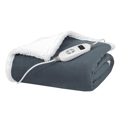 Heated Electric Blanket Throw with 10 Heat Levels, Gray