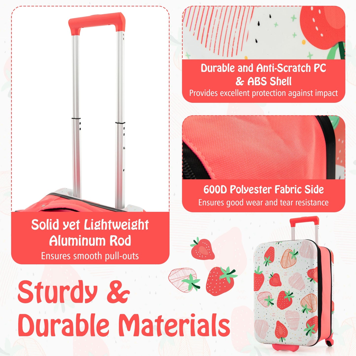 20 Inch Kids Rolling Luggage, Foldable Hardshell Carry-On Suitcase, Pink Kids Luggage at Gallery Canada