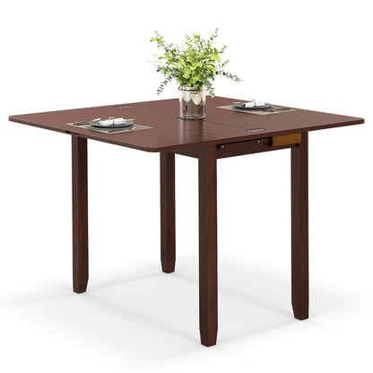 Mid Century Folding Dining Table for 4 People Extendable Kitchen Table with Hidden Storage, Brown
