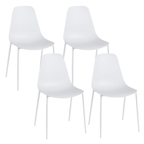 Armless Dining Chair Set of 4 Leisure Chair with Anti-slip Foot Pads, White