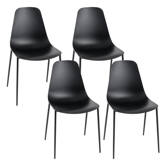 Armless Dining Chair Set of 4 Leisure Chair with Anti-slip Foot Pads, Black