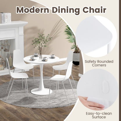 Armless Dining Chair Set of 4 Leisure Chair with Anti-slip Foot Pads, White