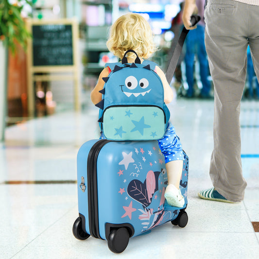 Kid Luggage Set, 2 Pieces, Spinner Wheels, Aluminum Handle, Blue Kids Luggage Blue at Gallery Canada