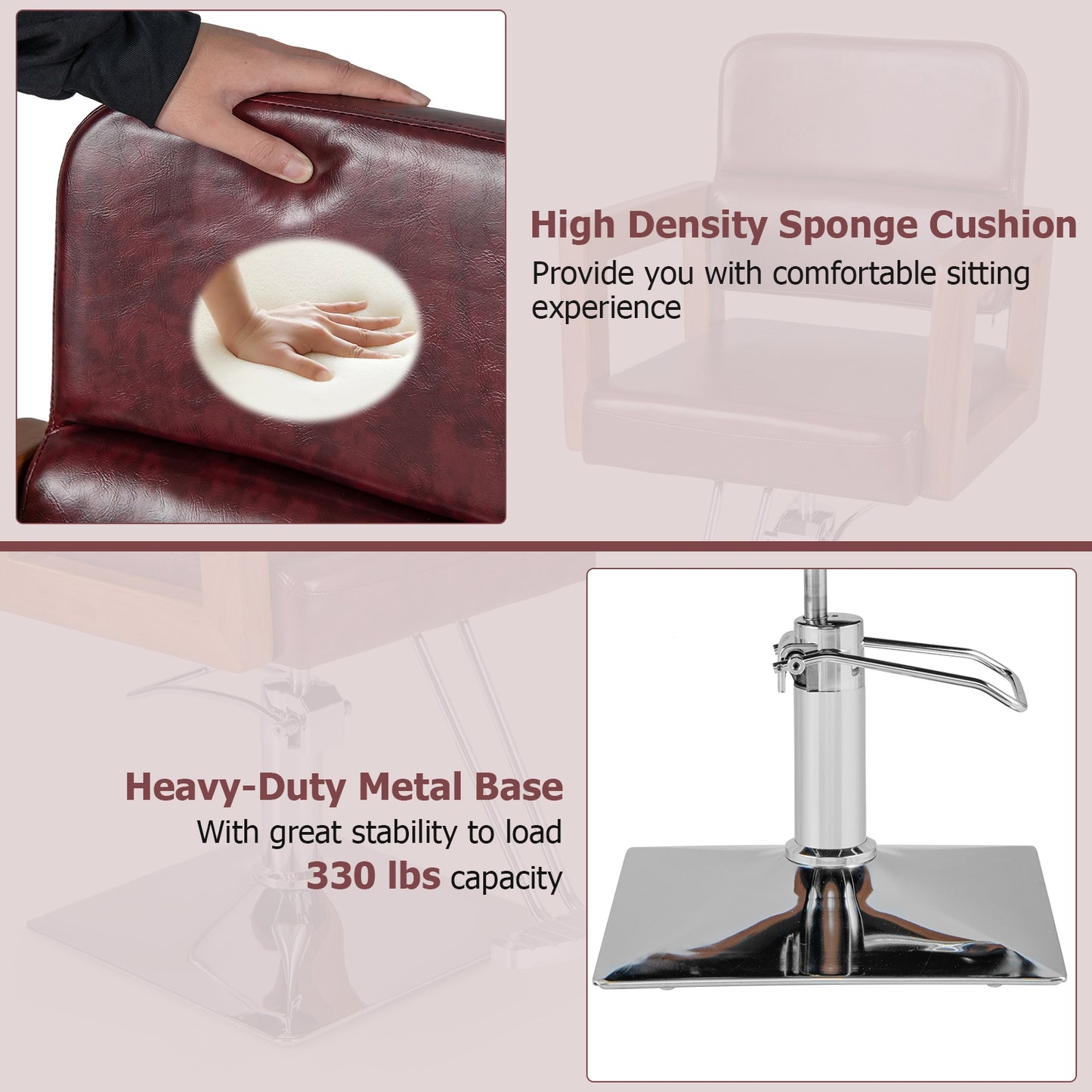 Hydraulic Barber Chair Salon Chair for Hair Stylist with 360 Degrees Swivel, Red Spa & Salon at Gallery Canada