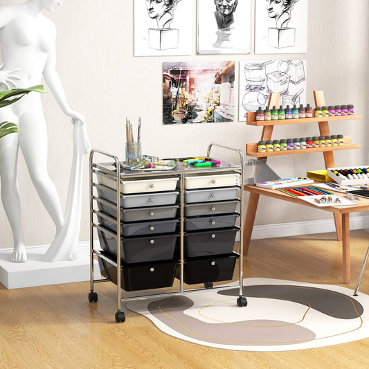 12-Drawer Rolling Storage Cart with Removable Drawers and Lockable Wheels, Gray File Cabinets Gray at Gallery Canada