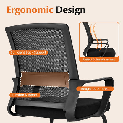 Office Guest Chair with Lumbar Support for Waiting Room-2 Pieces, Black