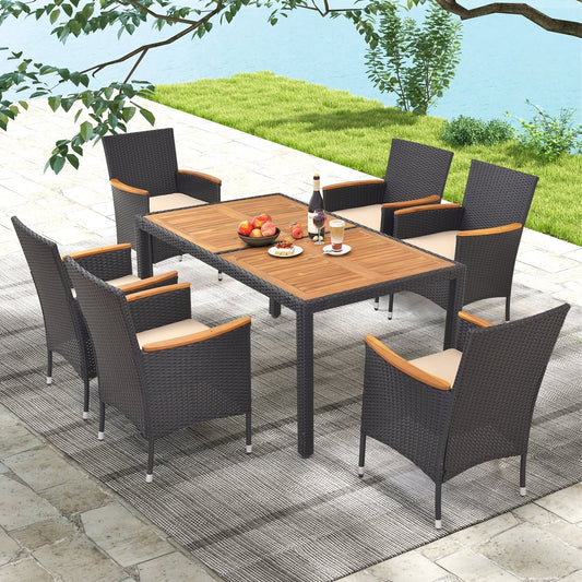 7 Pieces Outdoor Dining Set with Umbrella Hole for Backyard at Gallery Canada