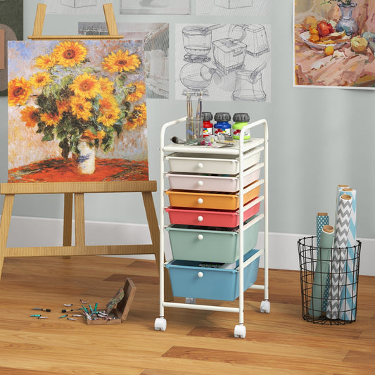 6 Drawer Rolling Storage Cart Organizer, Multicolor, Macaron File Cabinets Macaron Multicolor at Gallery Canada