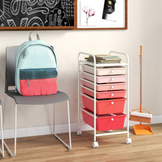 6 Drawers Rolling Storage Cart Organizer, Pink File Cabinets Pink at Gallery Canada