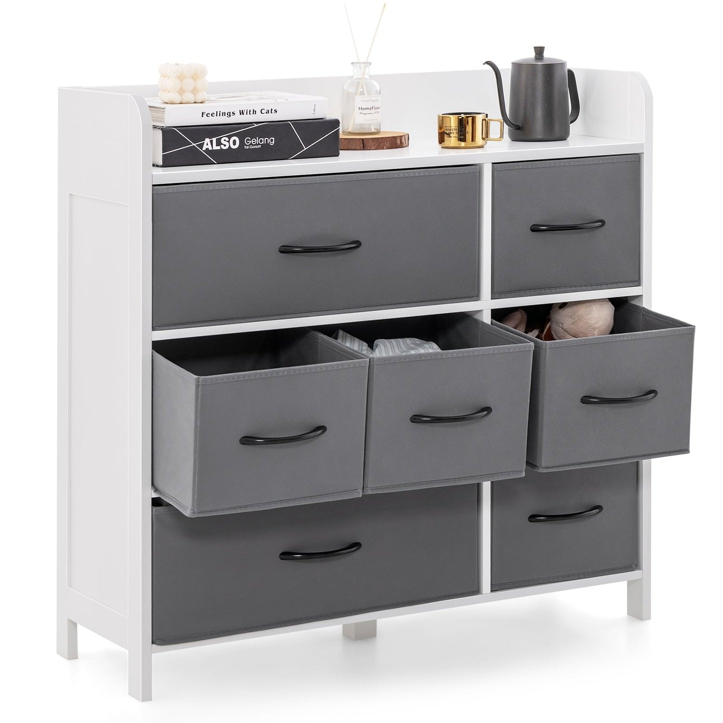 Fabric Dresser with 7 Drawers for Bedroom, White at Gallery Canada