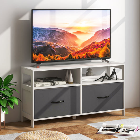 Fabric Chest of Drawers with 2 Drawers and 2 Open Shelves, White Dressers & Chests White at Gallery Canada