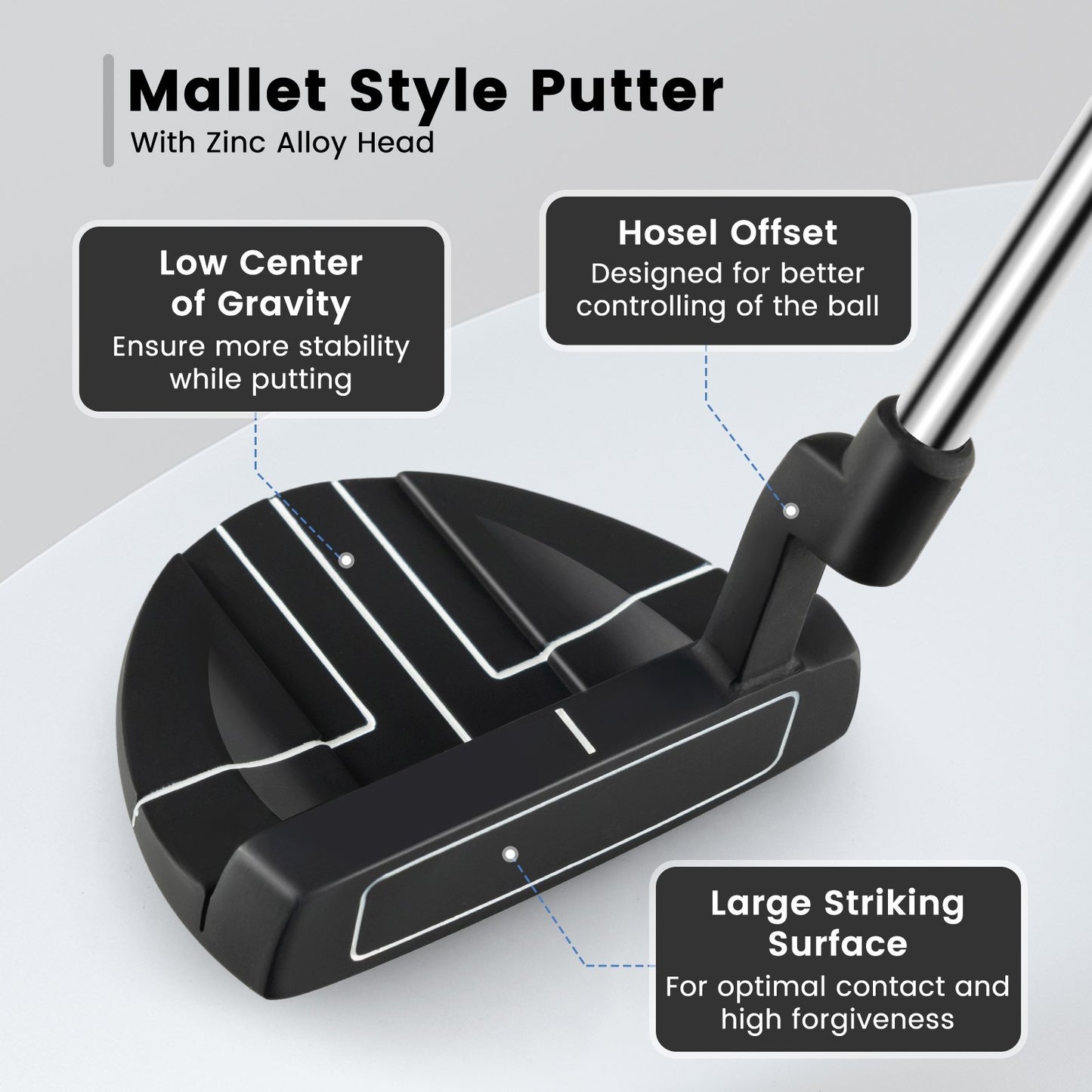 Golf Putter with Headcover 35 Inches Mallet Style Putter Right Handed, Black at Gallery Canada