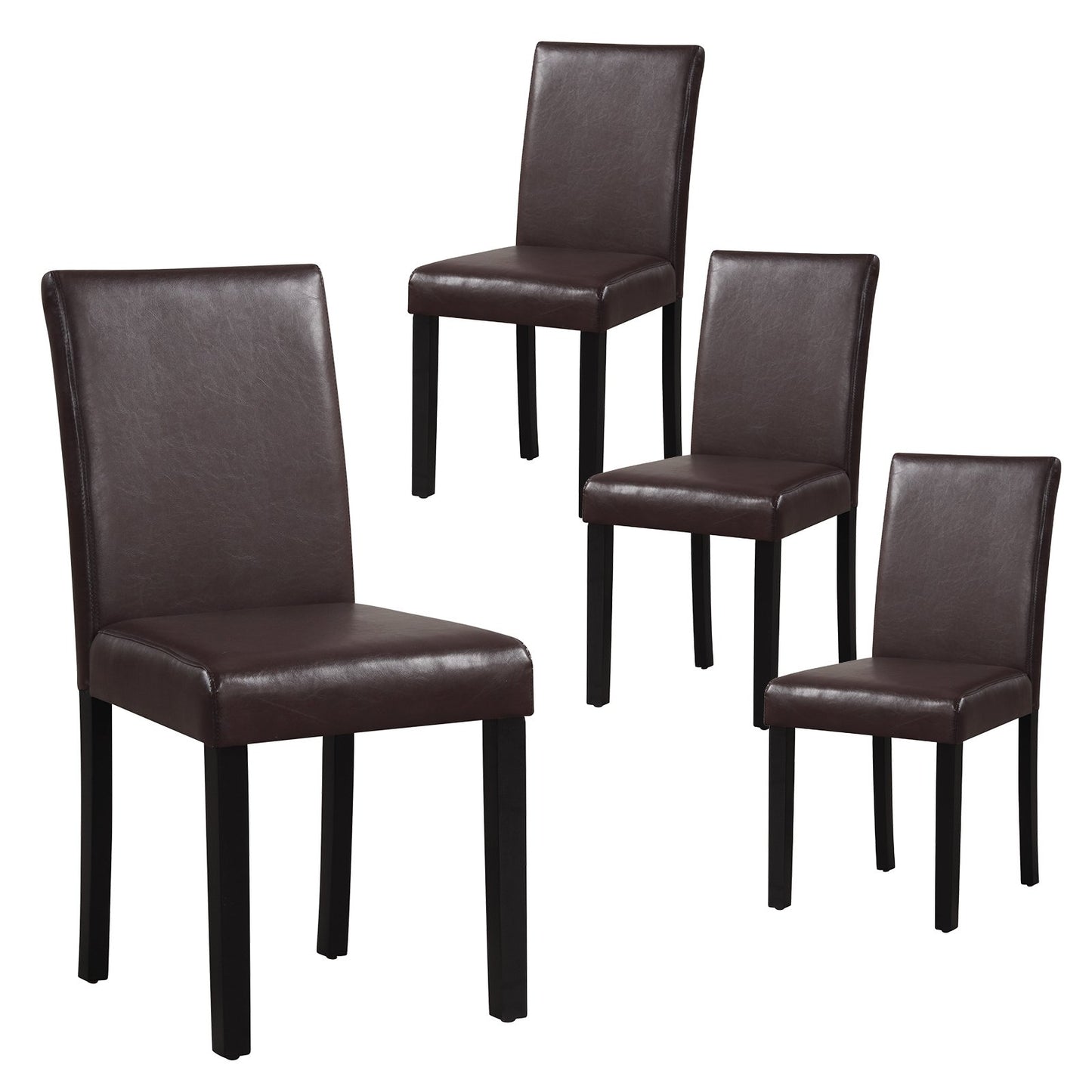 Dining Chair Set of 4 Upholstered Kitchen Dinette Chairs with Wood Frame, Brown