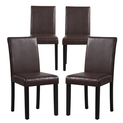 Dining Chair Set of 4 Upholstered Kitchen Dinette Chairs with Wood Frame, Brown