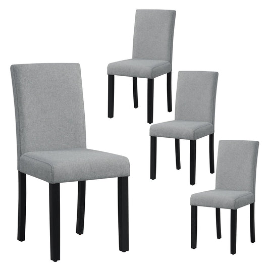 Dining Chair Set of 4 Upholstered Kitchen Dinette Chairs with Wood Frame, Gray